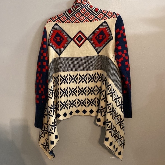 Double Zero Aztec southwest tribal geometric Patterned Cardigan Sweater Medium - Picture 6 of 7